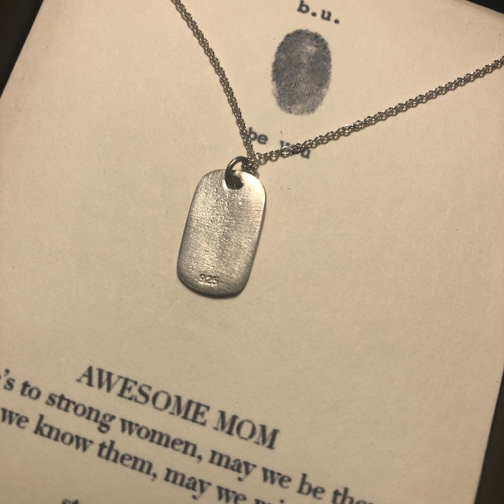 b.u. Awesome Mom sterling silver necklace